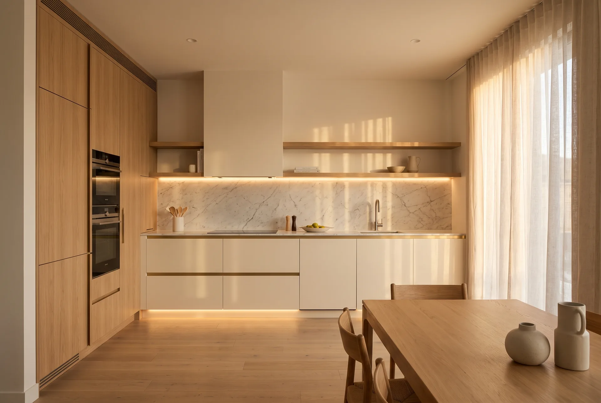 Meşe ve krem birleşimi konsept görseli — Renova Decor tasarım